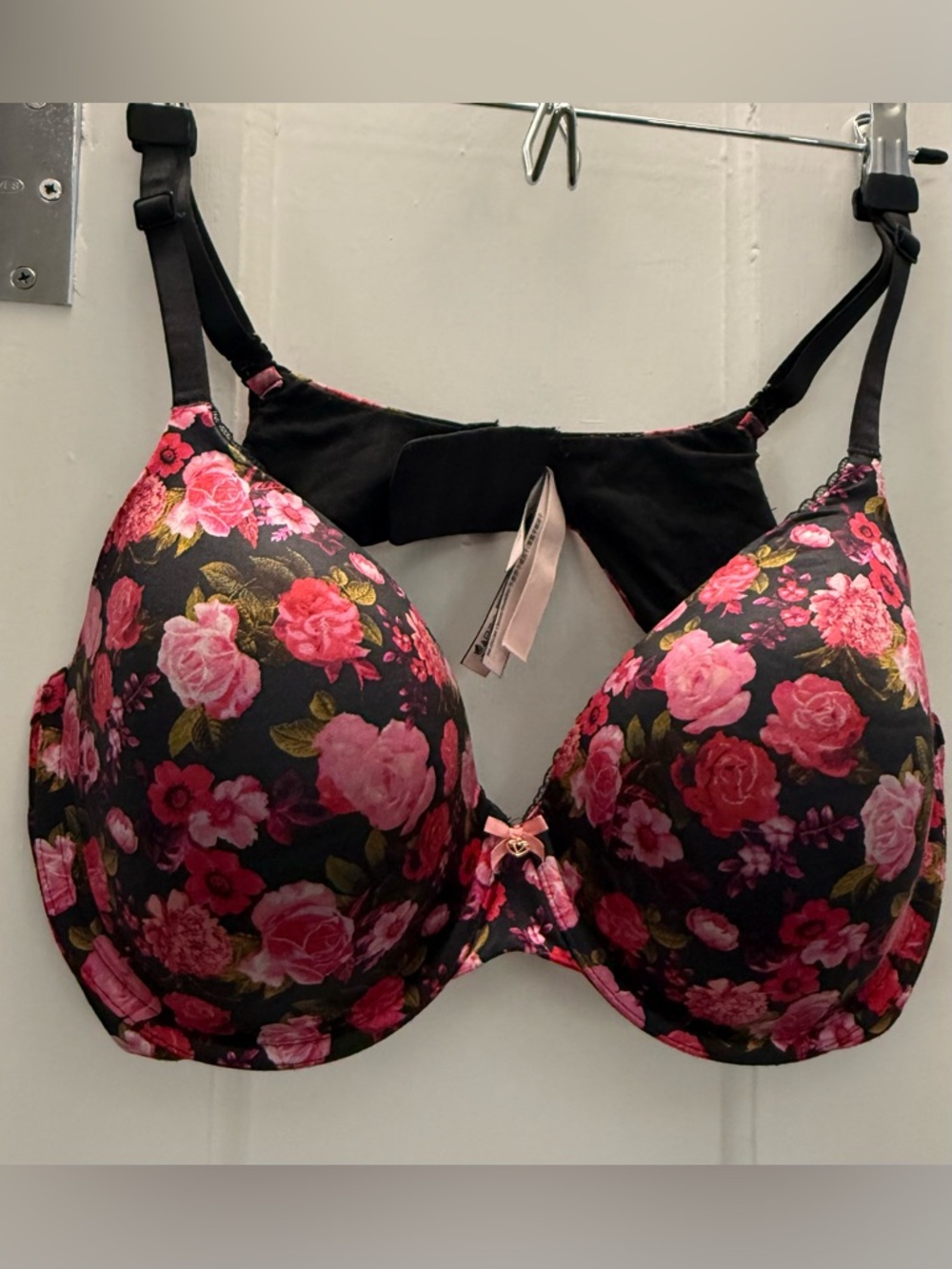 2 Victoria's Secret Bras: 1 in Pink Floral Print and 1 with Butterfly Print
